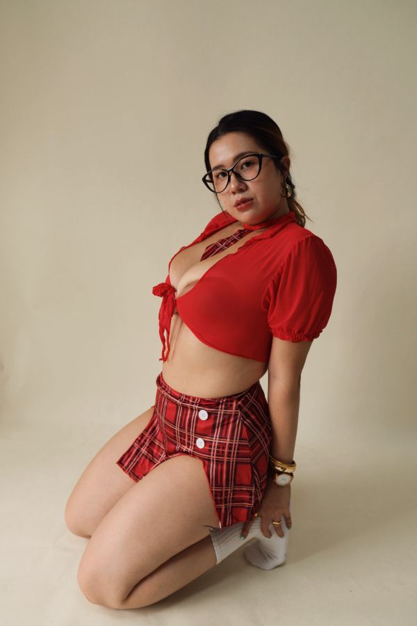 上課囉!美式辣妹學生服三件套-紅 