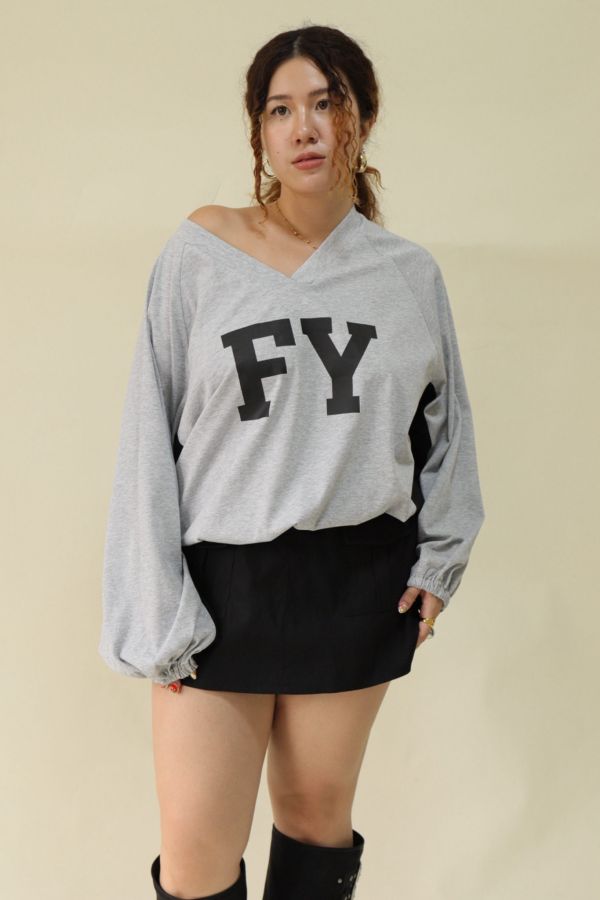 【EASE】混搭街頭撞色寬鬆T(灰) 