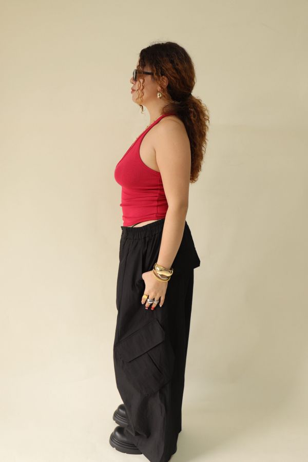 【EASE】大口袋寬鬆工裝褲(黑) 