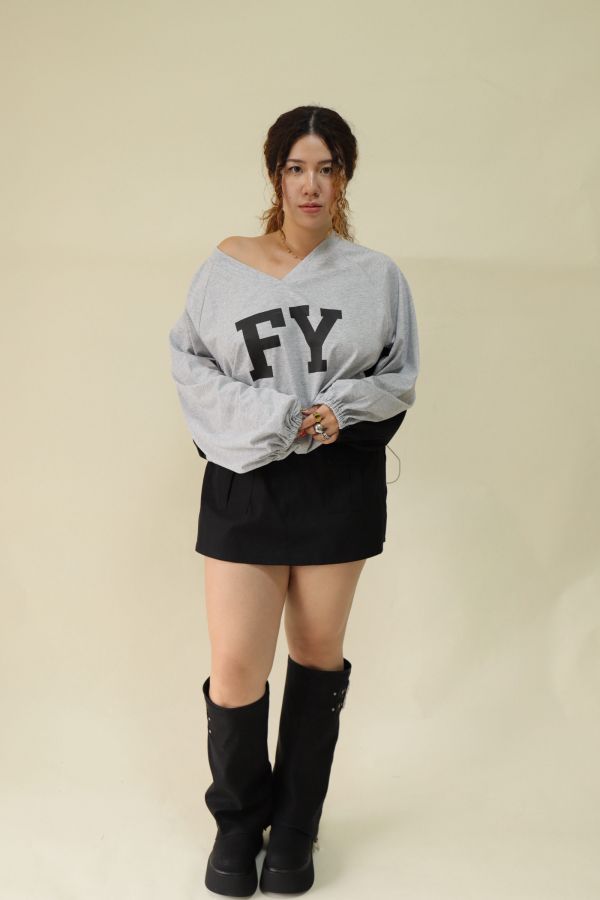 【EASE】混搭街頭撞色寬鬆T(灰) 