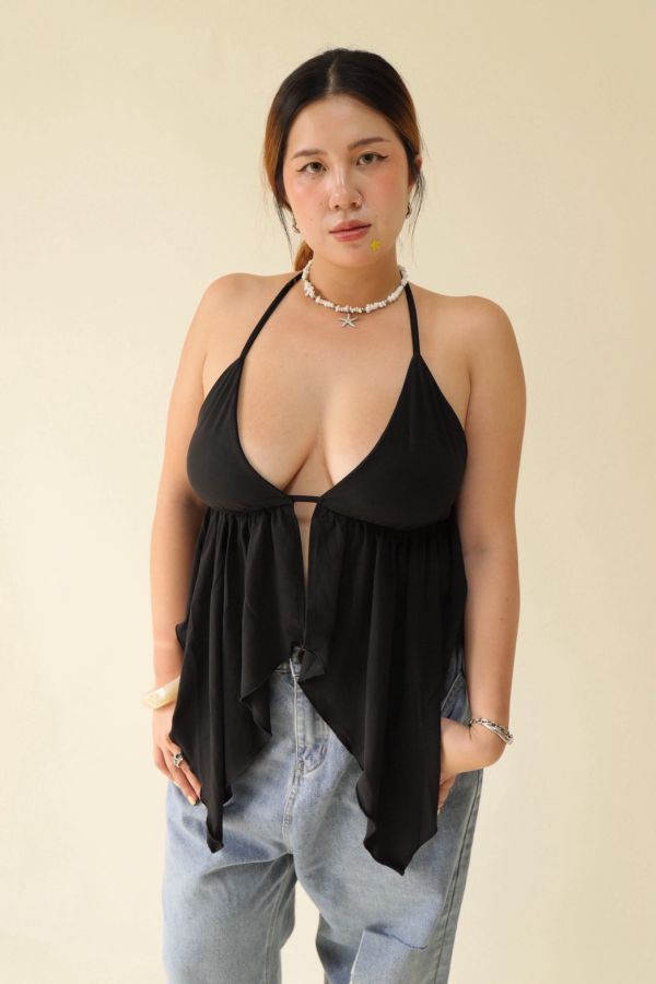極辣露背綁帶不規則背心 