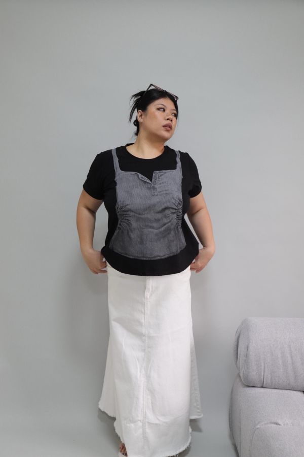 【EASE】不易皺設計感背心T-黑 