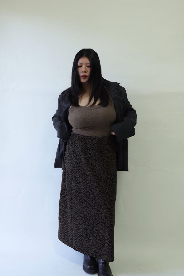 【EASE】滑順直筒時髦豹紋長裙 