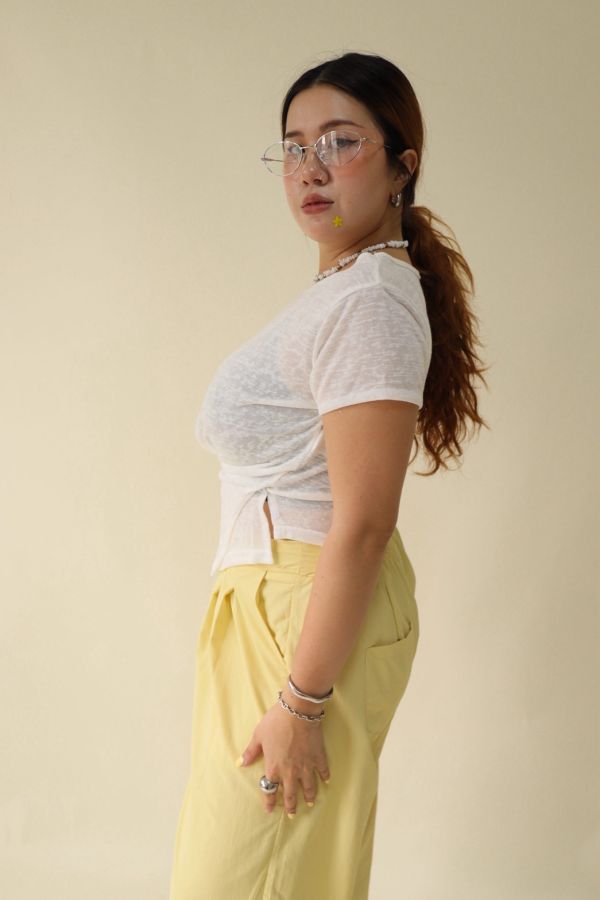 微透不規則圓領T(白) 