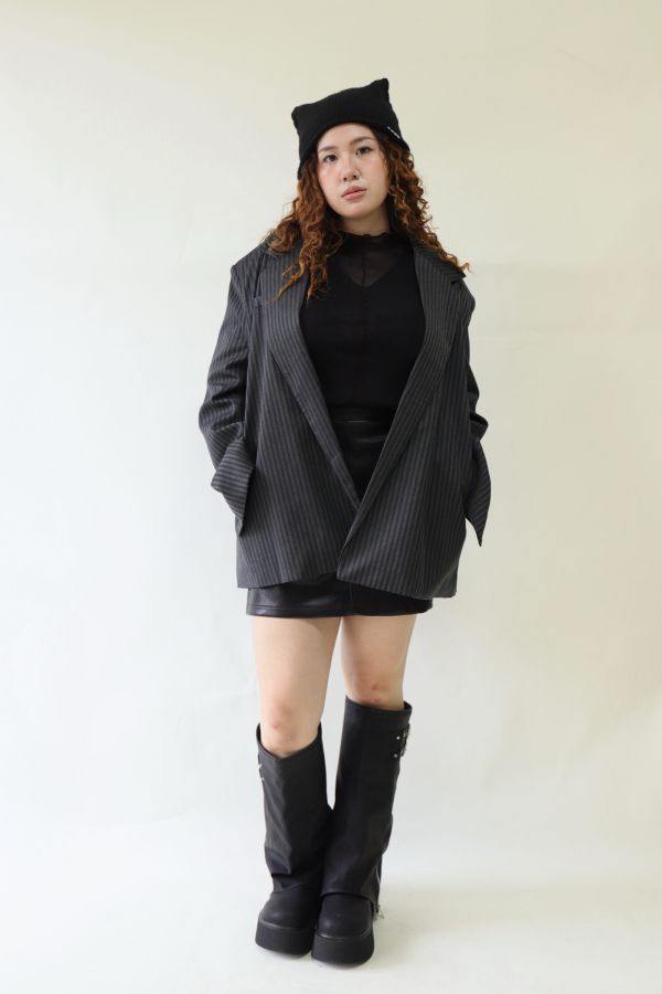 【EASE】廓系穿搭直條紋西裝外套 