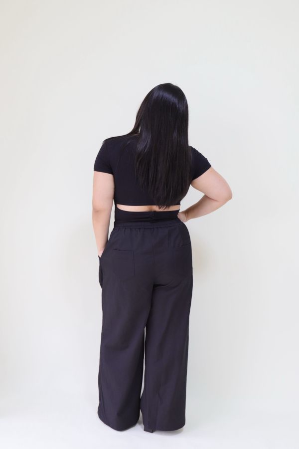 【EASE】梨形女孩一定要買涼涼雙釦褲-黑 