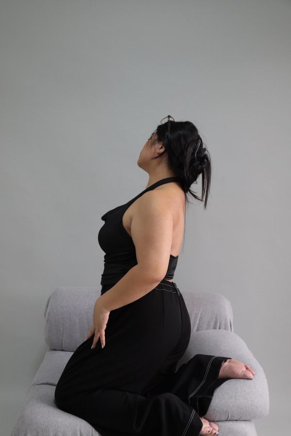 翻領掛脖皺皺上衣 