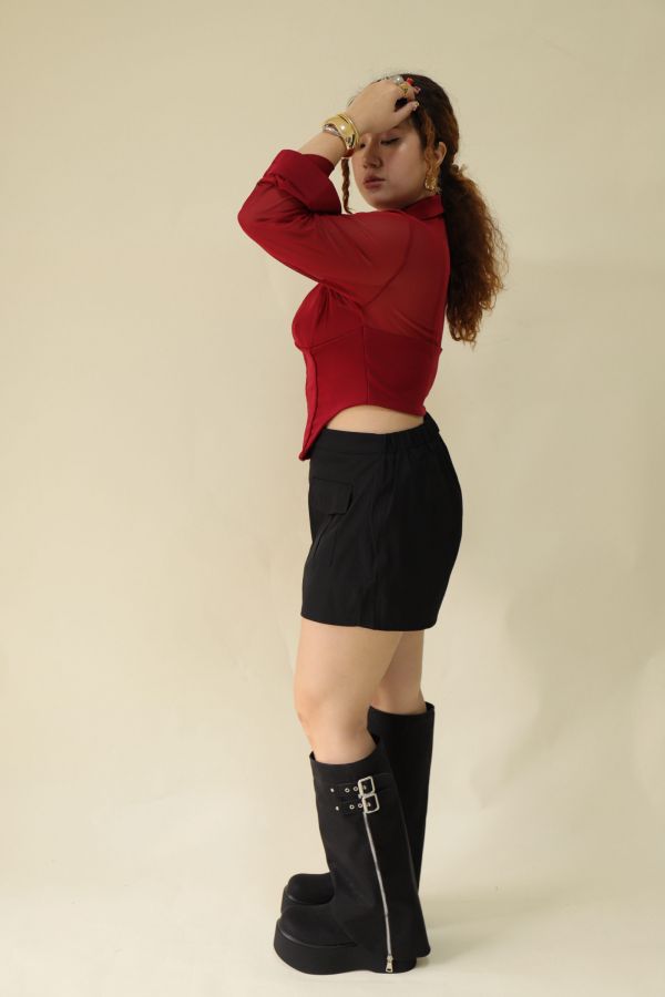 鬆緊腰工裝褲裙 