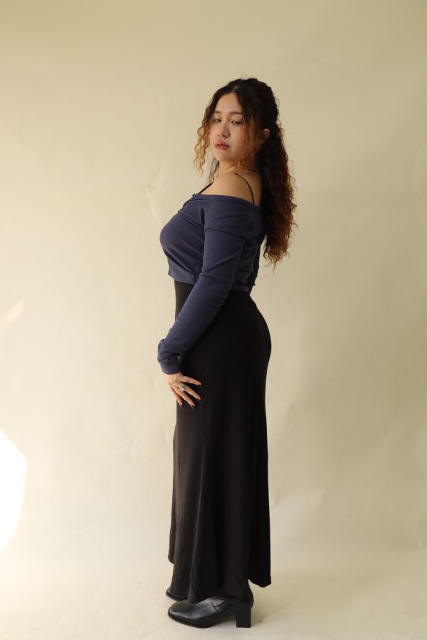 【 EASE 】仿羊絨細肩精緻洋裝(黑) 