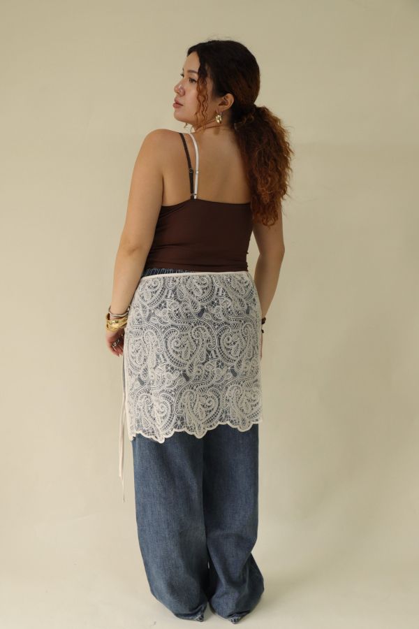 【EASE】疊穿蕾絲綁帶裙 