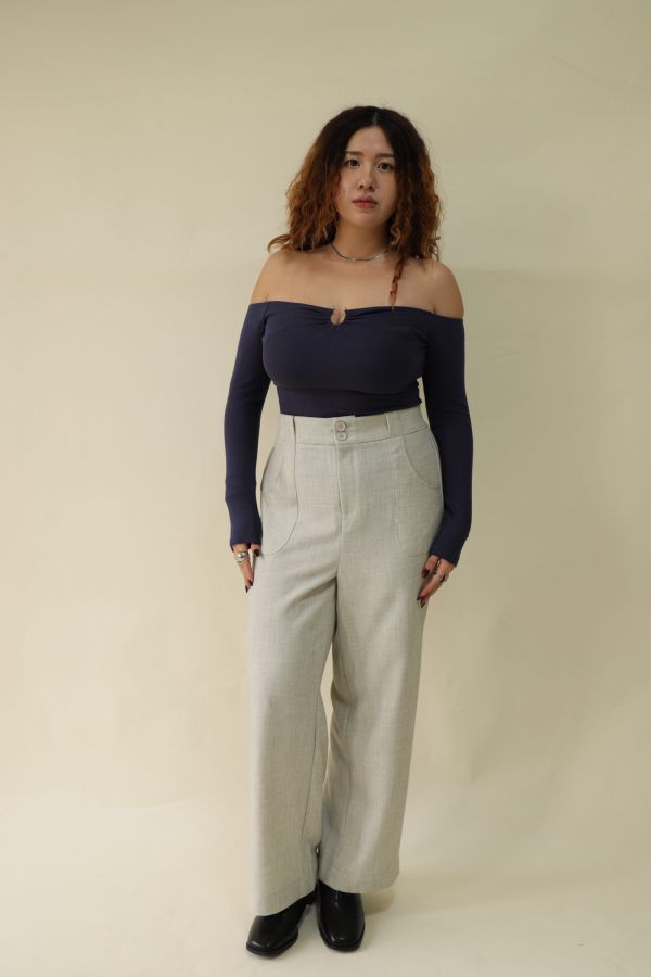 【EASE】長腿系修胯斜紋直筒褲(灰) 