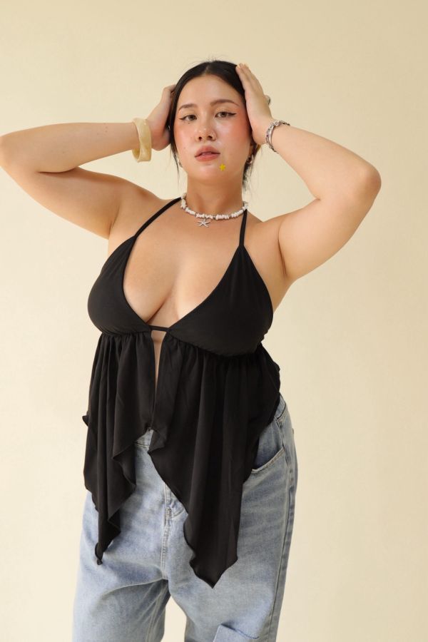 極辣露背綁帶不規則背心 