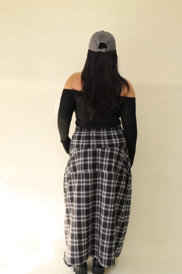 【EASE】秋日格紋鬆緊腰藏肉神裙 