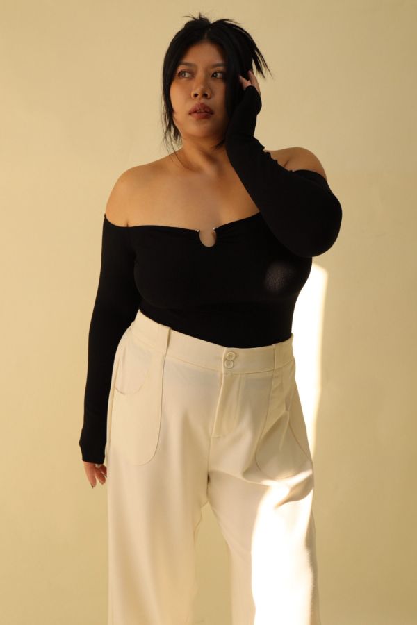 很修身平口針織衣(黑) 