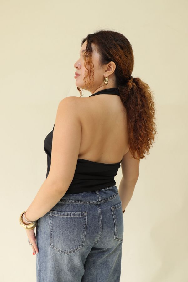 俏皮蝴蝶結掛脖背心 