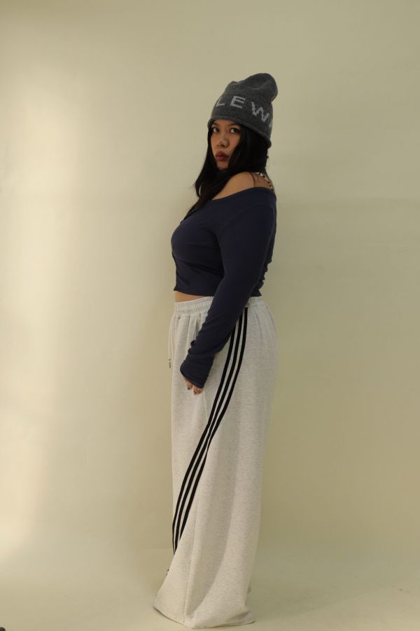 【EASE】這件超神撞色高腰棉褲-灰 