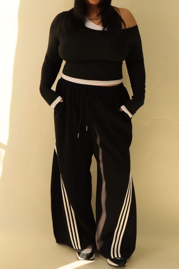 【EASE】這件超神撞色高腰棉褲-黑 