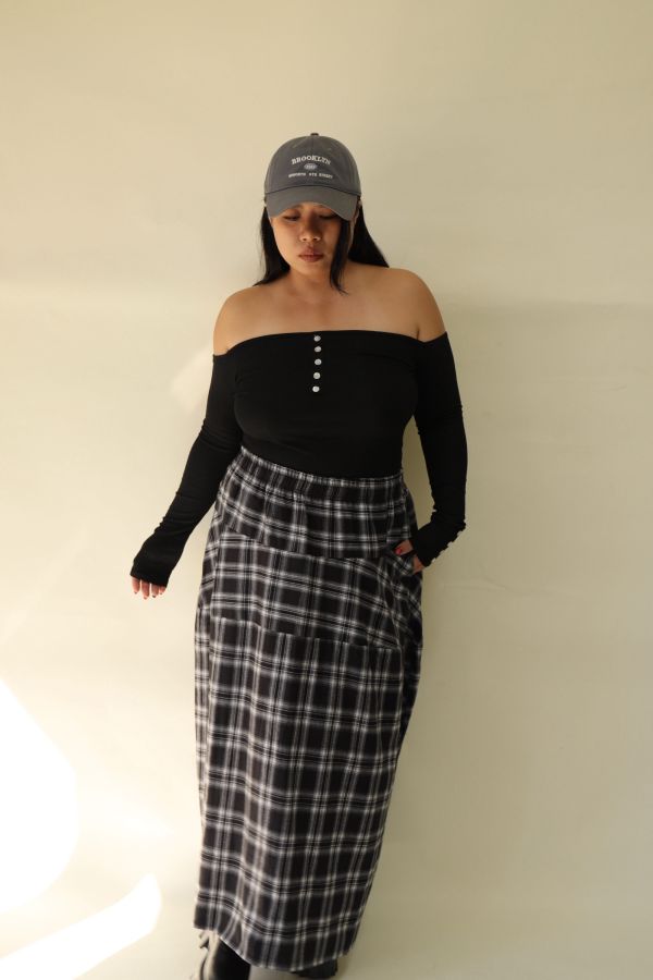 【EASE】秋日格紋鬆緊腰藏肉神裙 