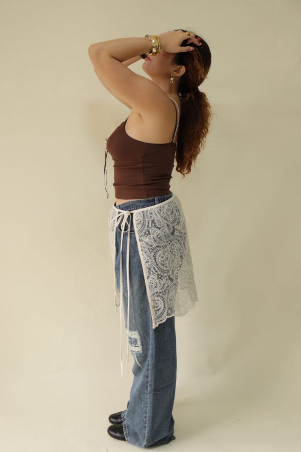 【EASE】疊穿蕾絲綁帶裙 