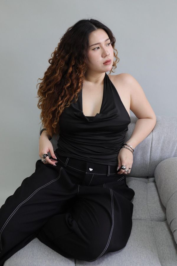 翻領掛脖皺皺上衣 