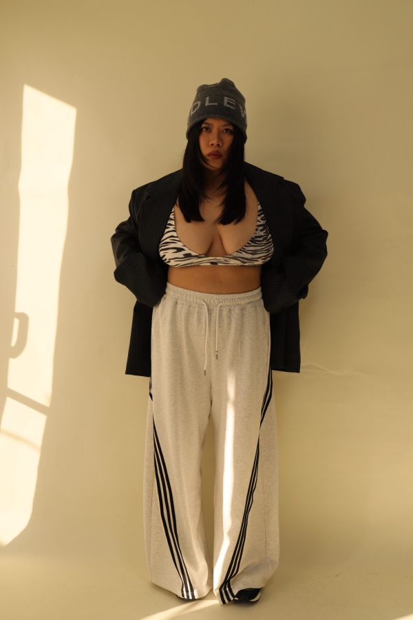 【EASE】這件超神撞色高腰棉褲-灰 