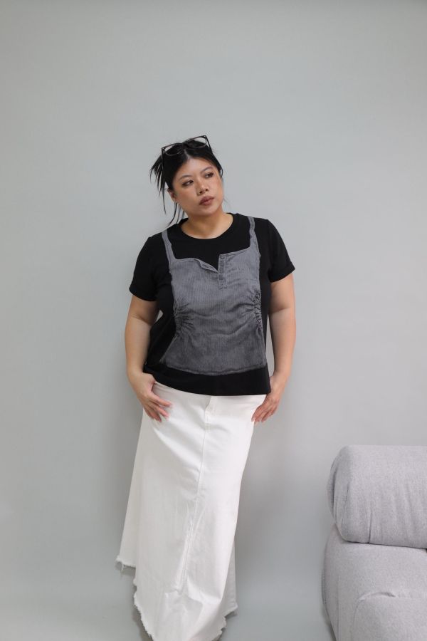 【EASE】不易皺設計感背心T-黑 