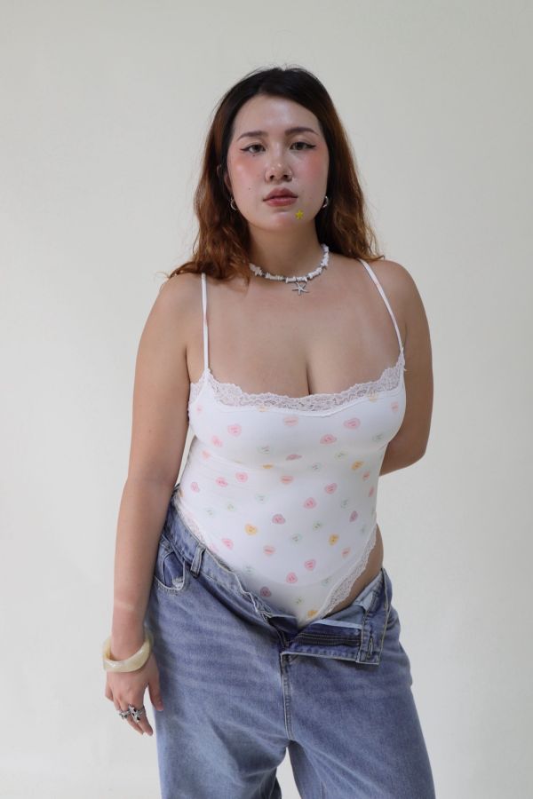 丁字款-辣妹日常彈力好搭BODYSUIT(碎花、愛心) 