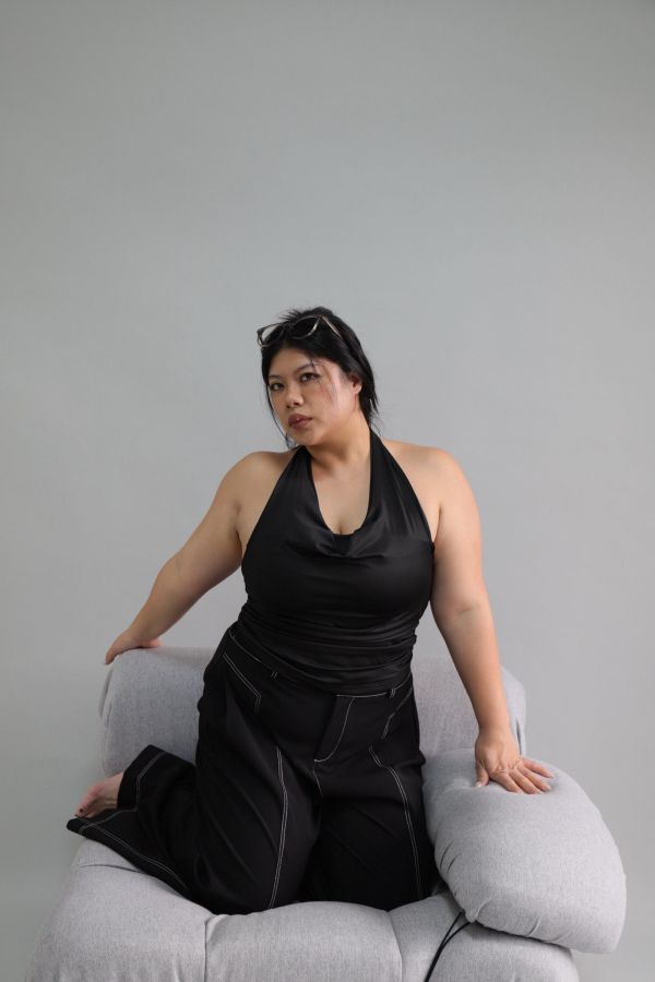 翻領掛脖皺皺上衣 