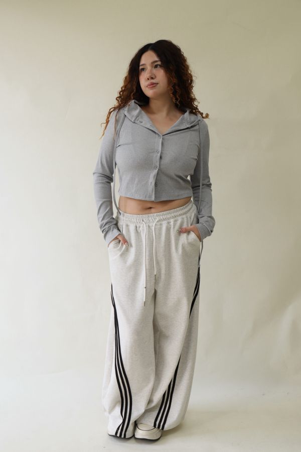 【EASE】這件超神撞色高腰棉褲-灰 