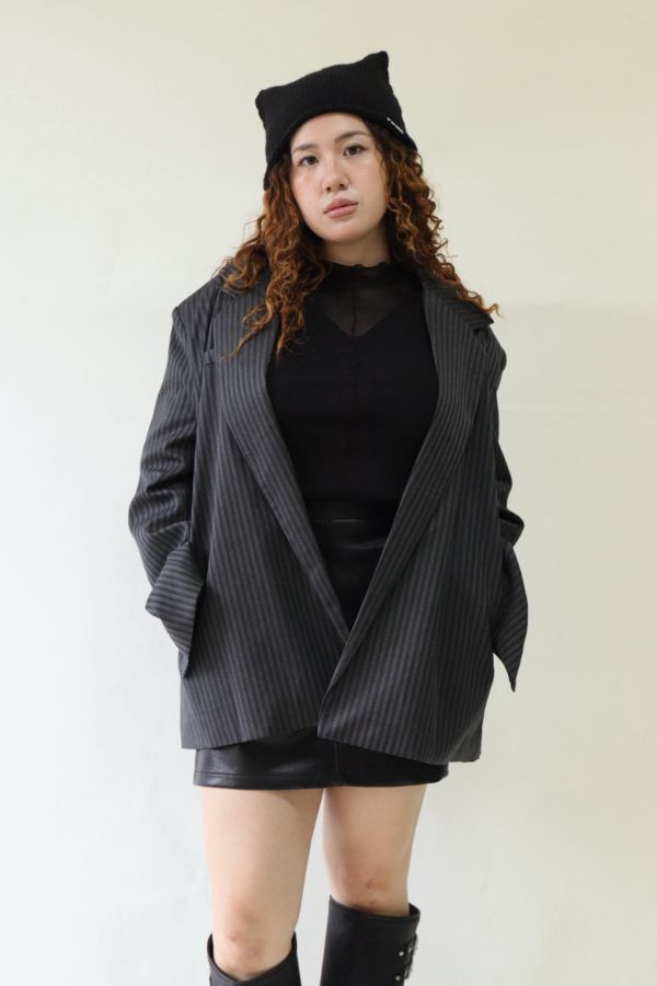 【EASE】廓系穿搭直條紋西裝外套 