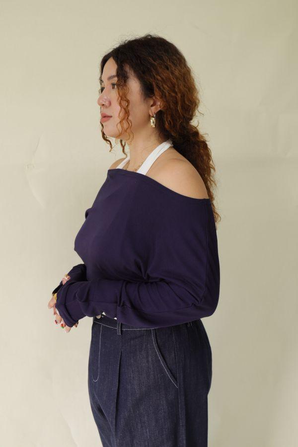 【門市試穿品】假兩件掛脖舒適上衣 