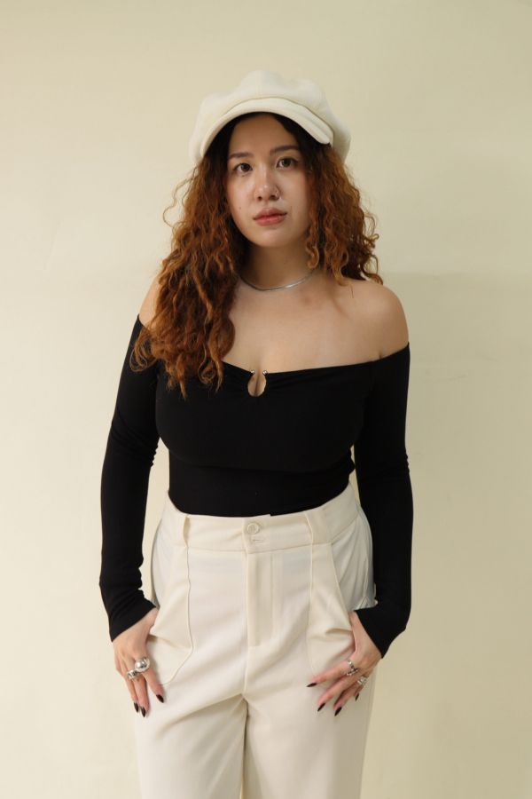 很修身平口針織衣(黑) 