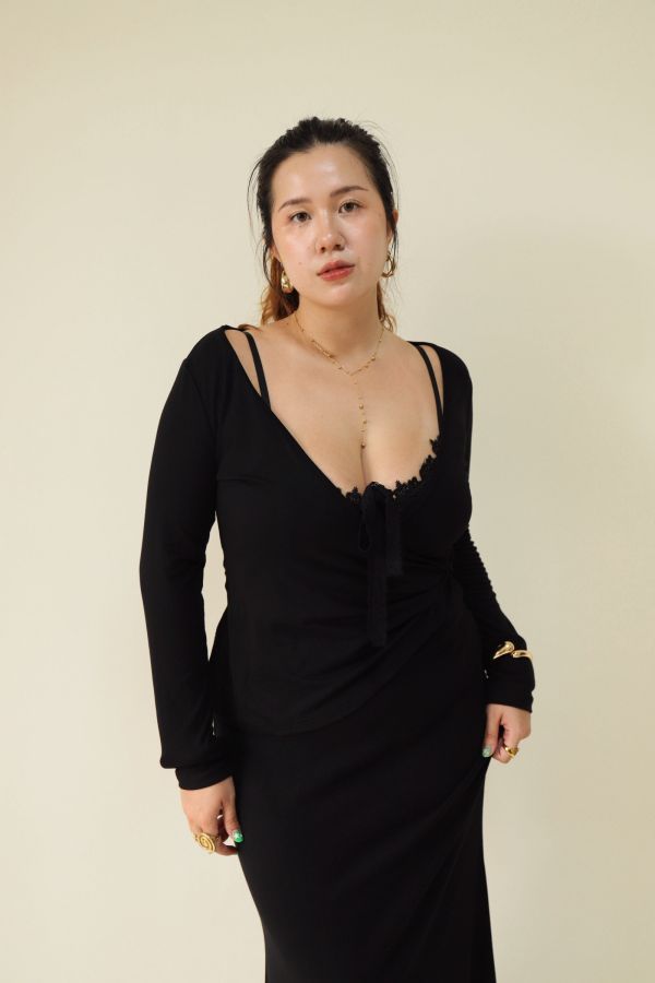 黑酷辣妹兩穿純慾綁帶上衣 