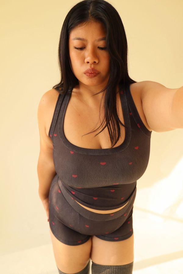 【門市試穿品】可愛愛心兩件式居家套裝-黑 