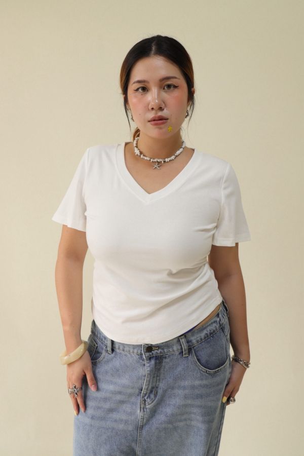 【EASE】肉肉女孩要買版型神T-白 