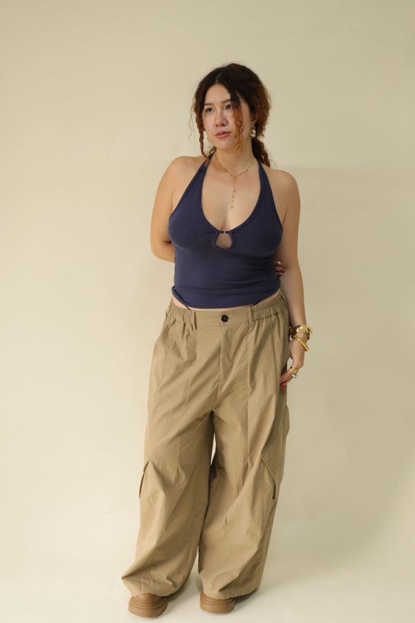 【EASE】大口袋寬鬆工裝褲(棕) 