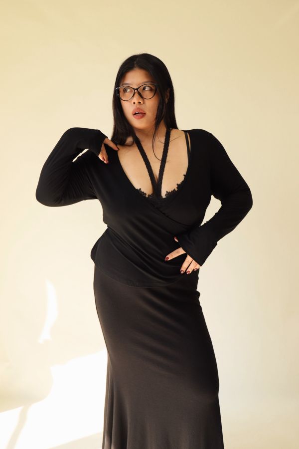 黑酷辣妹兩穿純慾綁帶上衣 