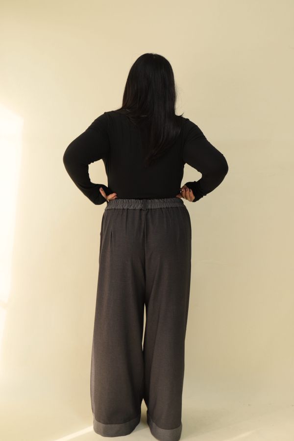 【EASE】拼接撞色高級感打摺寬褲 