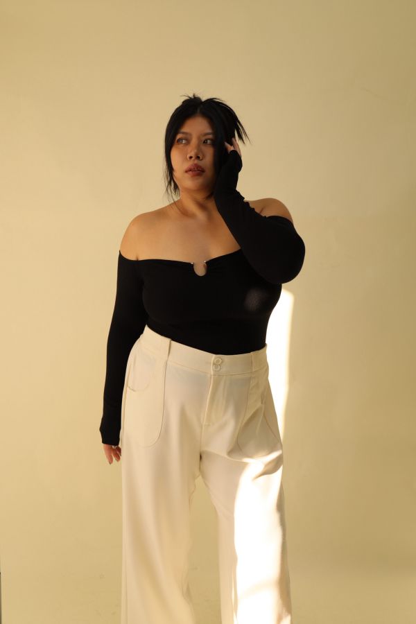 很修身平口針織衣(黑) 