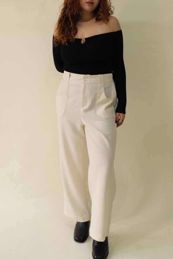 【EASE】長腿系修胯斜紋直筒褲(杏) 