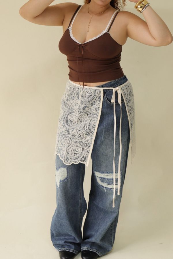 【EASE】疊穿蕾絲綁帶裙 