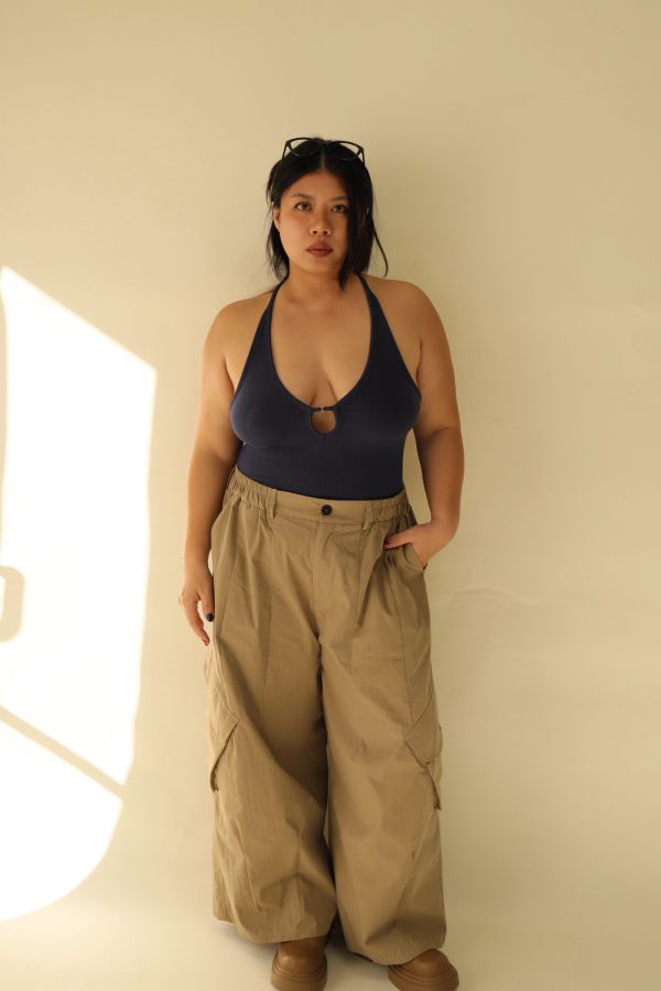 【EASE】大口袋寬鬆工裝褲(棕) 