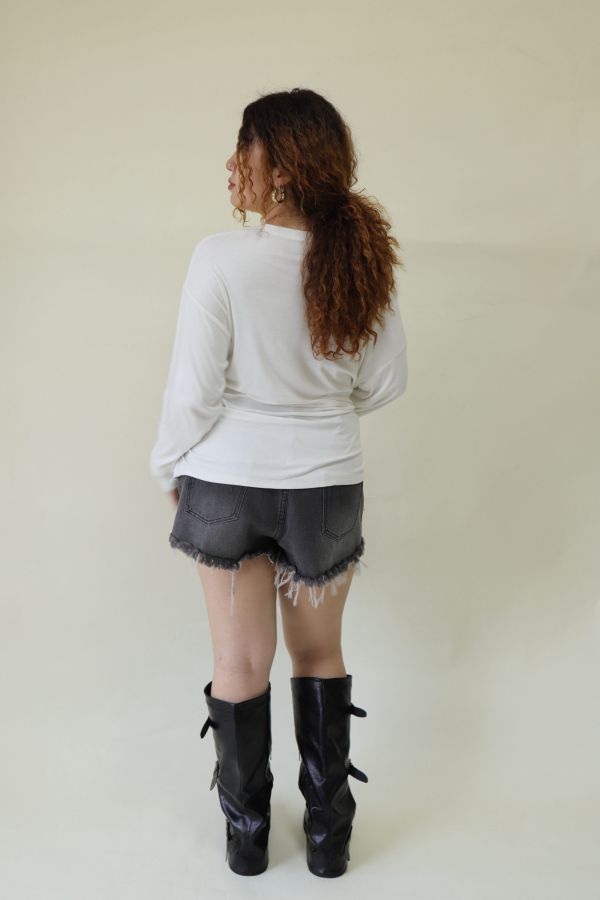 舒服穿假兩件綁帶上衣(白) 