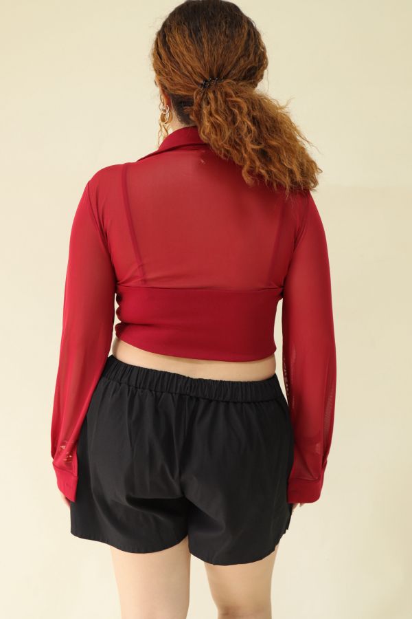 好辣深V魚骨收腰上衣 