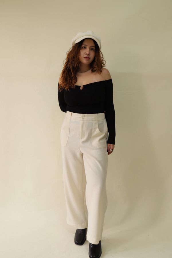 【EASE】長腿系修胯斜紋直筒褲(杏) 