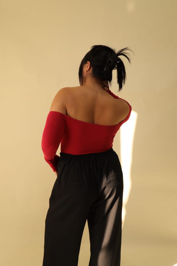 很修身平口針織衣(紅) 