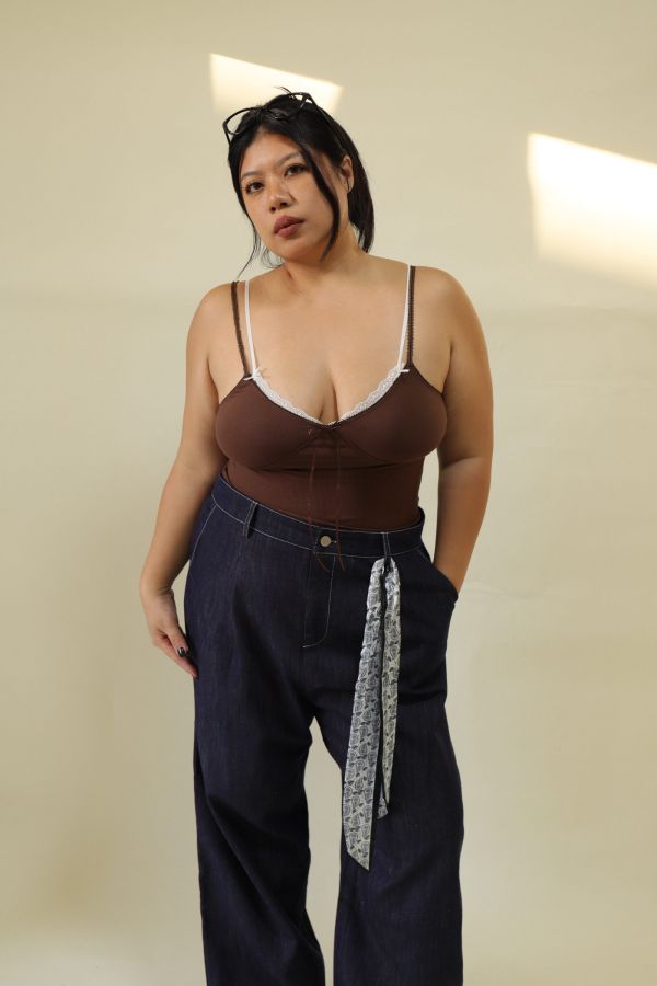 假兩件蕾絲拼接背心【藍、咖】 