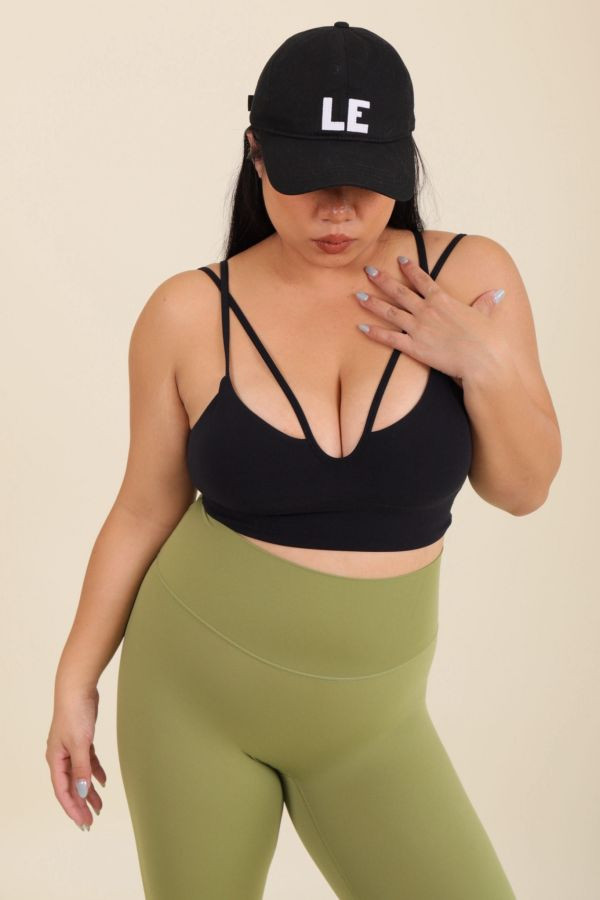 【門市試穿品】雙V繫帶修身彈力運動內衣 