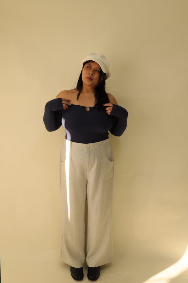 【EASE】長腿系修胯斜紋直筒褲(灰) 