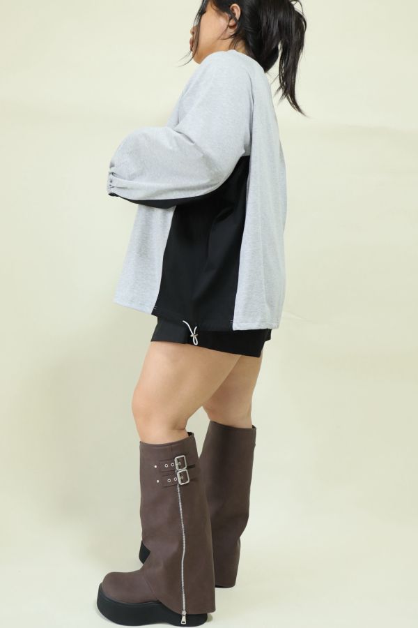 【粗腿可以】直腿拉鍊厚底褲管靴 